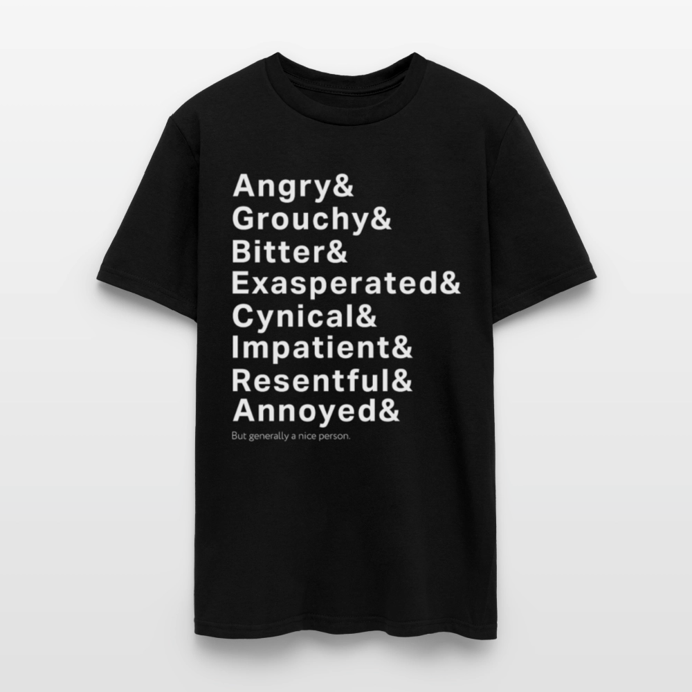 Generally a Nice Person Funny Typography T-Shirt – Sarcastic Humor Tee for Realistic People - black